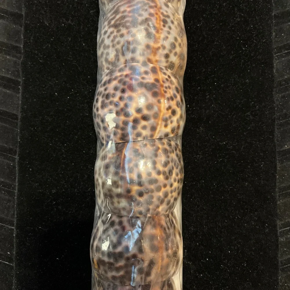 Vintage Tiger Cowrie Sea Shell NAPKIN RING Holders SET of 6 Natural Brown Black